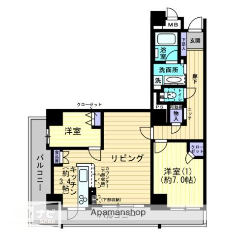 フローレンス福山ローズタワー(2LDK/6階)の間取り写真