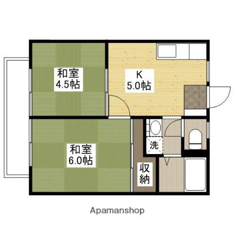 サンビレッジ川口A(2K/2階)の間取り写真