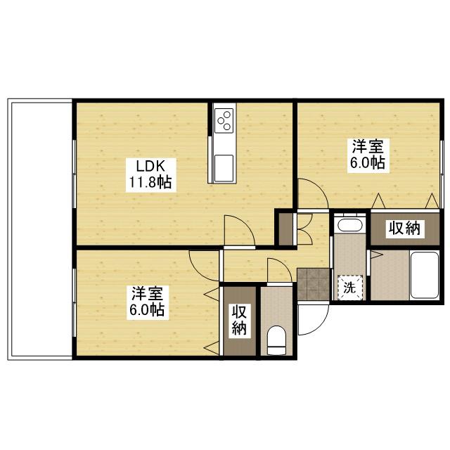 プランタンⅢ(2LDK/2階)の間取り写真