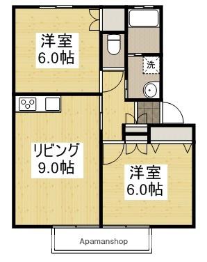 アムールミシマA(2DK/1階)の間取り写真