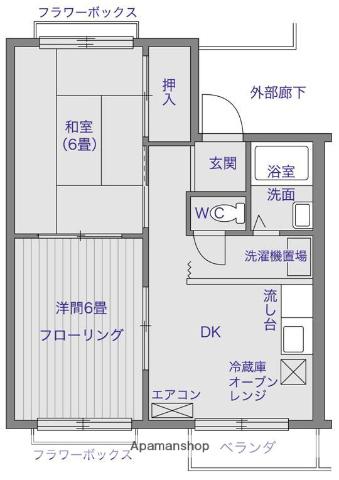 かすみマンション(2DK/3階)の間取り写真