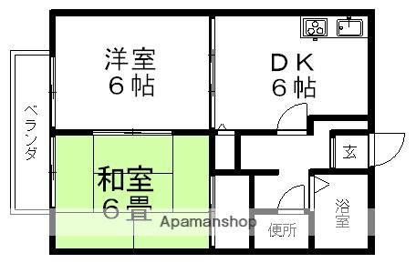 ビーラインアワネB(2DK/2階)の間取り写真
