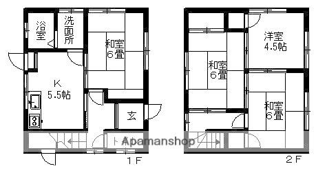 山陽本線 東福山駅 徒歩56分 2階建 築43年(4K)の間取り写真