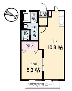 ブリランテ東福山 A棟(1LDK/2階)の間取り写真