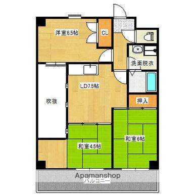 グレーシル鷹取(3DK/2階)の間取り写真