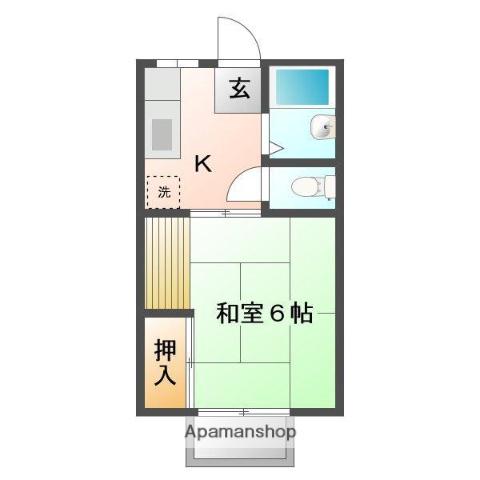 パナハイツクラタB(1K/1階)の間取り写真