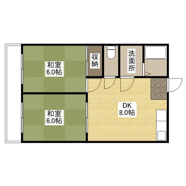 メゾンニシヤ(2DK/2階)の間取り写真