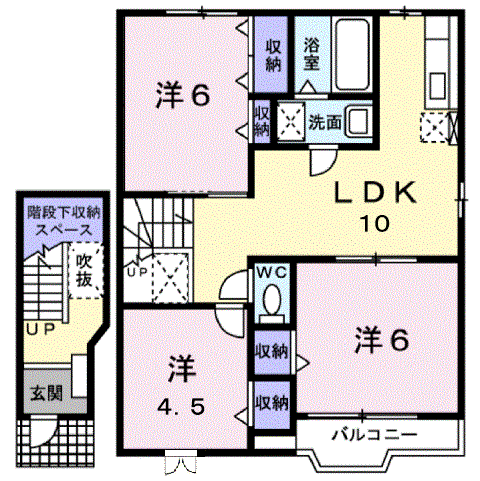 リバ-サイド瀬戸B(3LDK/2階)の間取り写真