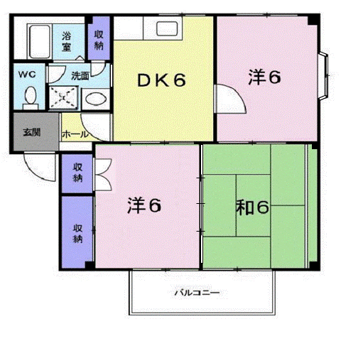 カームネス福山A(3DK/2階)の間取り写真
