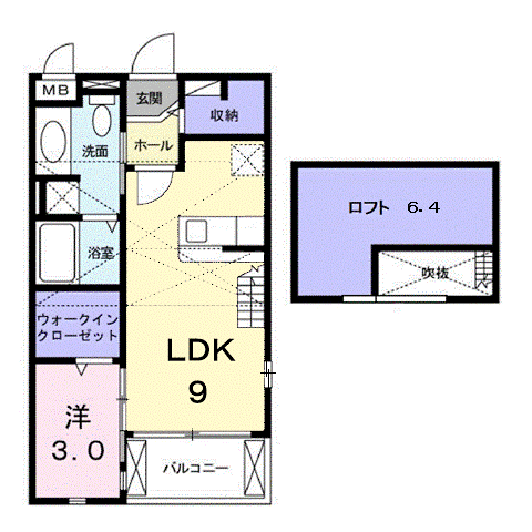 キャトルセゾン(1LDK/2階)の間取り写真