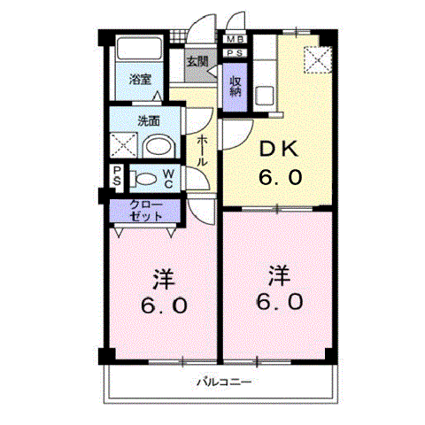 リヴィエールA(2DK/2階)の間取り写真