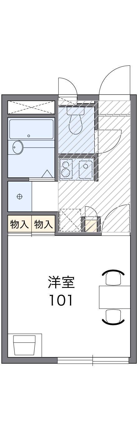 レオパレス神辺(1K/1階)の間取り写真