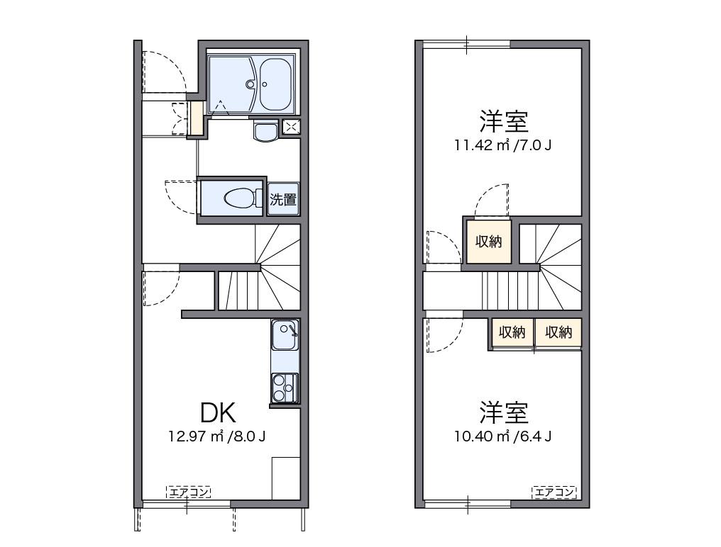 レオパレスはばたけⅡ(2DK/1階)の間取り写真
