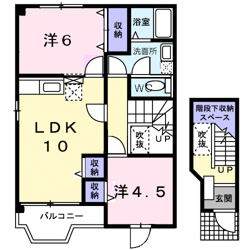 コージーハウス石井B(2LDK/2階)の間取り写真