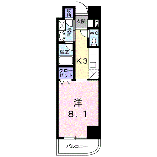 シューテル宝町(1K/2階)の間取り写真
