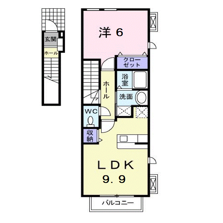 クレメントA(1LDK/2階)の間取り写真