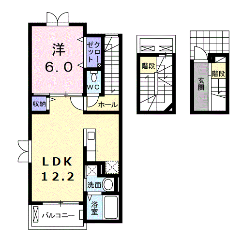 パストーソⅡ(1LDK/3階)の間取り写真