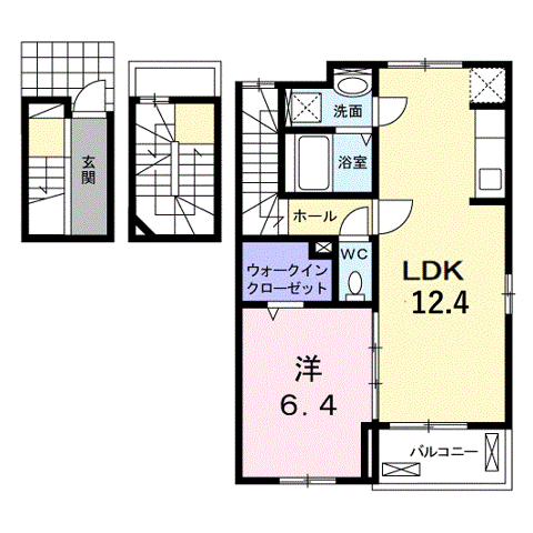 サニーベル(1LDK/3階)の間取り写真