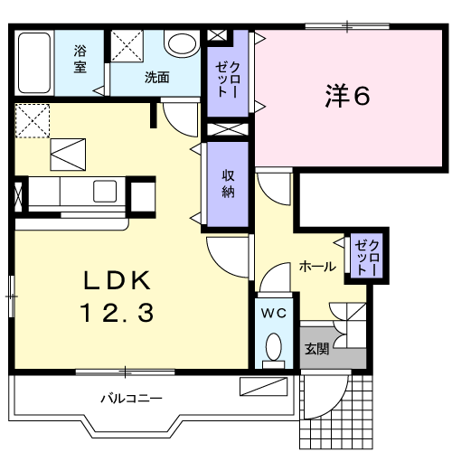 フランドゥーボナール(1LDK/1階)の間取り写真