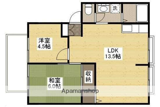 ウィンディアさのB棟(2LDK/1階)の間取り写真