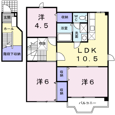 エスポワールB(3LDK/2階)の間取り写真