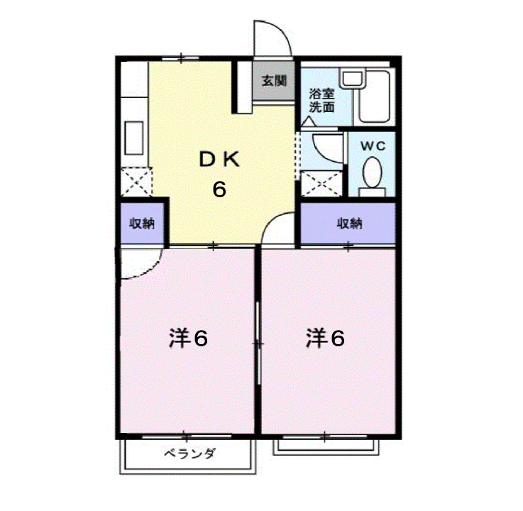 エルディムどいB(2DK/2階)の間取り写真