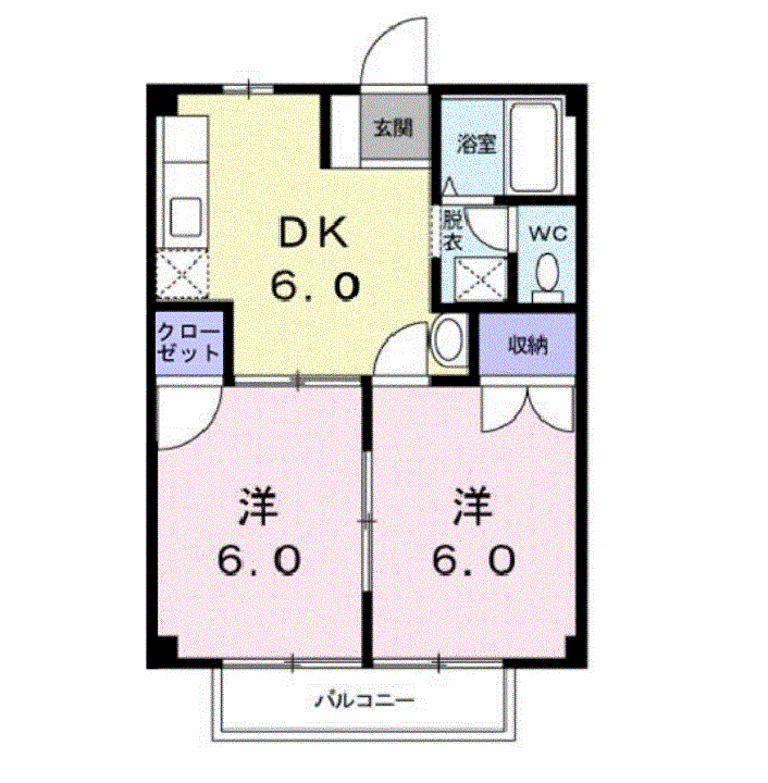 レグルスB(2DK/2階)の間取り写真
