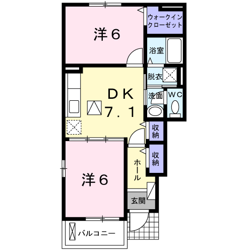 グラースメゾンA(2DK/1階)の間取り写真