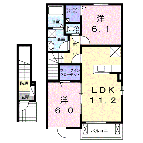 リバサイド B(2LDK/2階)の間取り写真