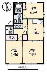 トータス井上C棟(3K/1階)の間取り写真
