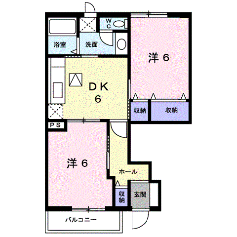 シーサイド西ノ浜B(2DK/1階)の間取り写真