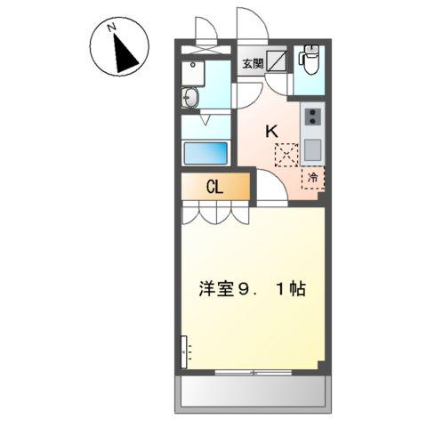 メゾン・リュイソー(1K/1階)の間取り写真