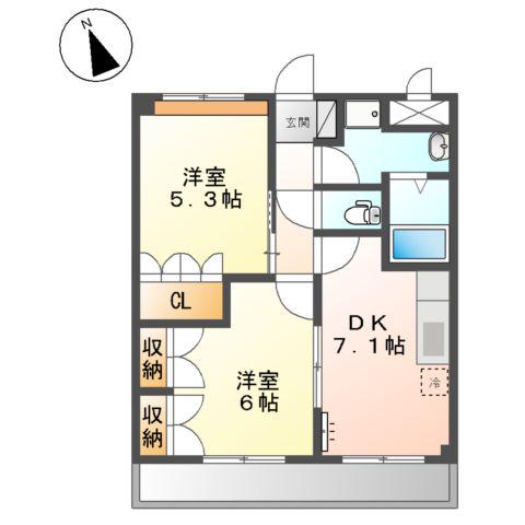 グリーンヒルズ曙(2DK/1階)の間取り写真
