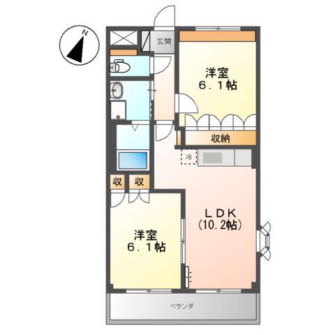 ラングウッド(2LDK/2階)の間取り写真
