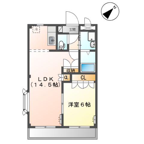 ハーブハウス(1LDK/2階)の間取り写真