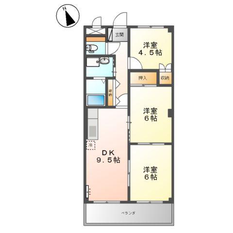 カームネスト(3DK/1階)の間取り写真