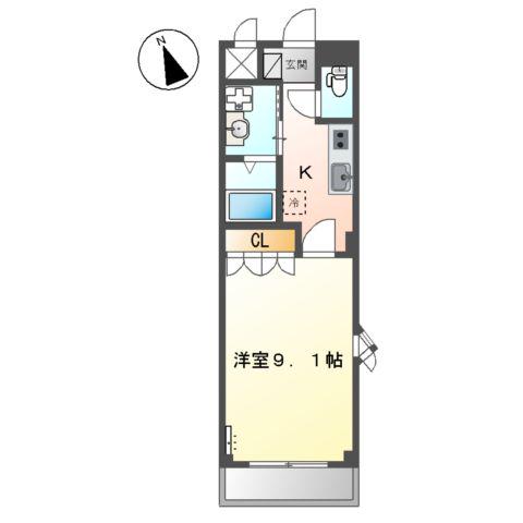 山陽本線 東福山駅 徒歩11分 2階建 築20年(1K/2階)の間取り写真