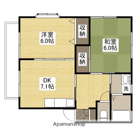 ヴィレッジ21 B棟(2DK/1階)の間取り写真