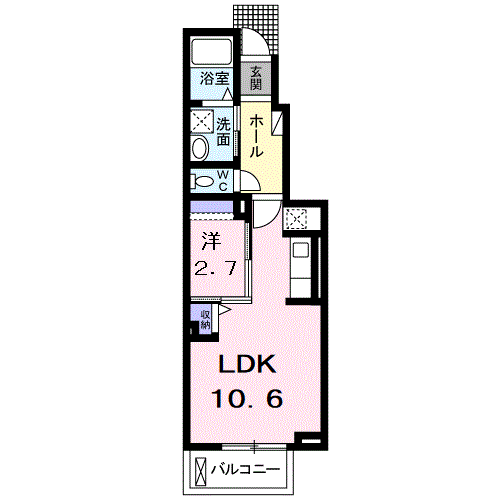 シャムロック春日Ⅰ(1LDK/1階)の間取り写真