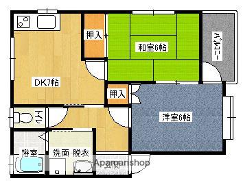 エトワール弓井C(2DK/1階)の間取り写真