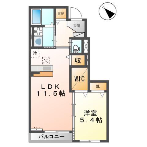 クラッセ山手(1LDK/1階)の間取り写真