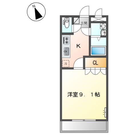 アルファルド(1K/1階)の間取り写真