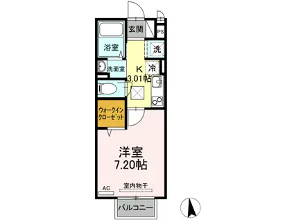セジュール上野浦Ⅱ(1K/1階)の間取り写真