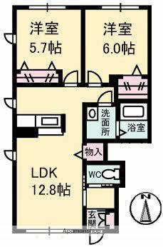 シャーメゾンタウン福山北 C棟(2LDK/1階)の間取り写真