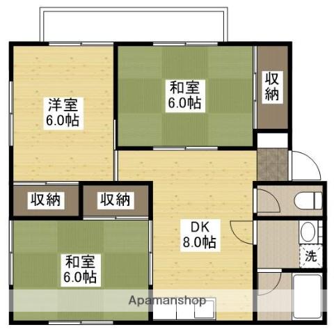 ファミーユ新涯 F(3DK/2階)の間取り写真