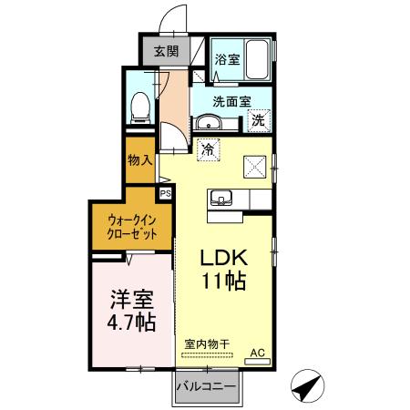 セジュールセラF(1LDK/1階)の間取り写真