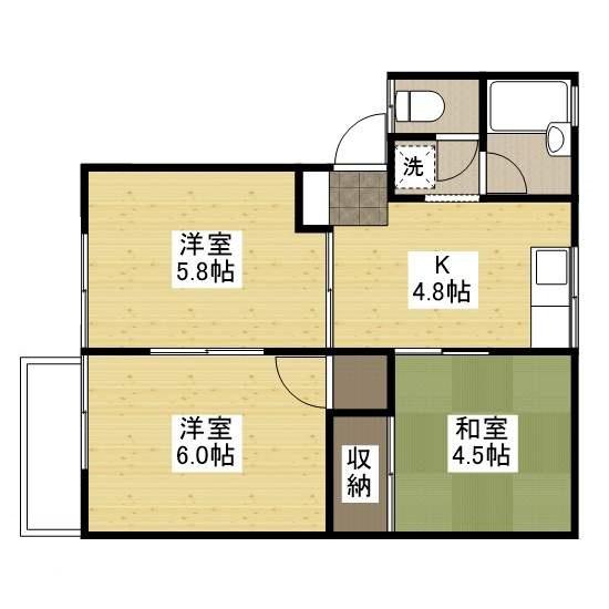 コーポ平川 B(3K/2階)の間取り写真