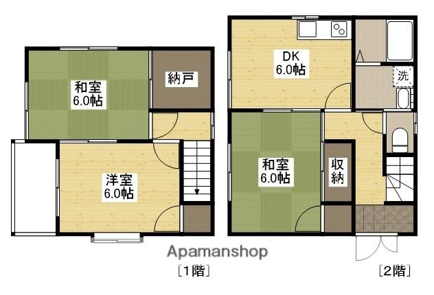 福塩線 備後本庄駅 徒歩14分 2階建 築26年(3SDK)の間取り写真