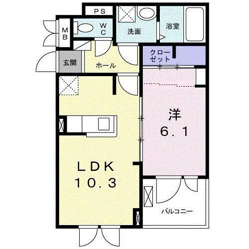 ハーバーランド A(1LDK/2階)の間取り写真