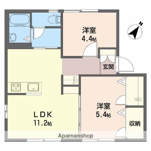 ロイヤルうらべ A棟(2LDK/1階)の間取り写真